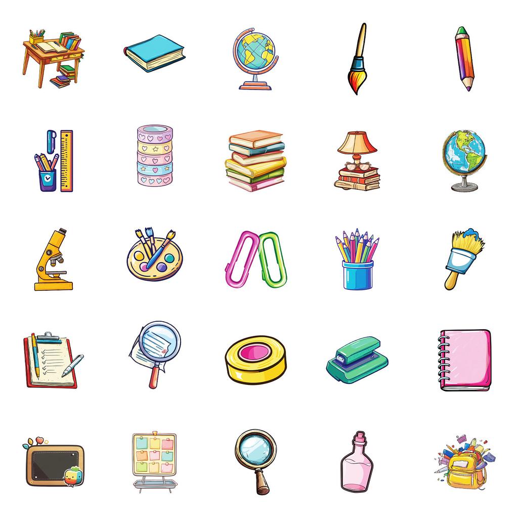 50 Pictures of High-value, No Repetition, Hand-painted Stationery, Graffiti, Waterproof Stickers, Decorative File Bag, Pencil Case Stickers