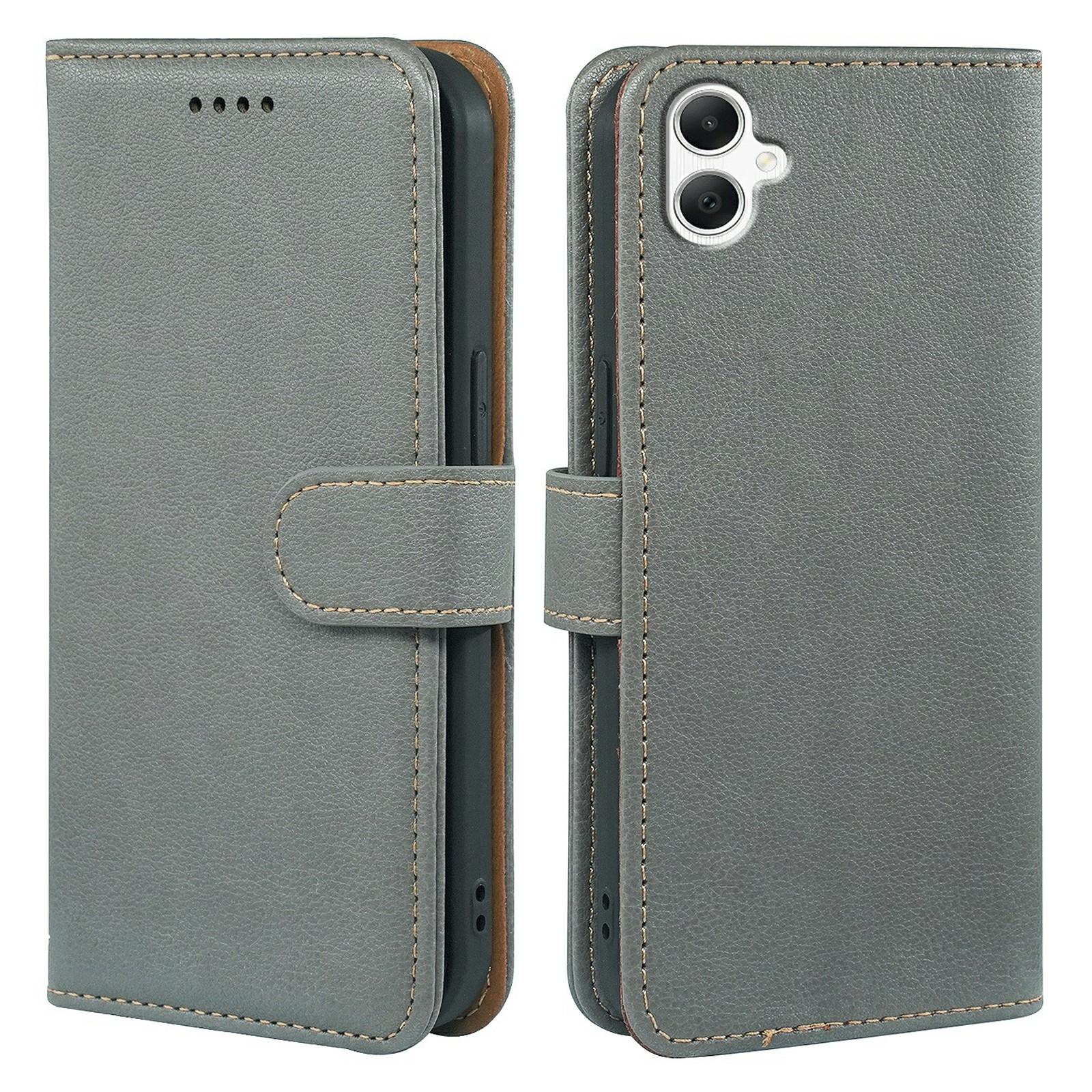 

For Samsung Galaxy A06 4G Case RFID Blocking Wallet Litchi Texture Leather Phone Cover Magnetic Clasp Grey