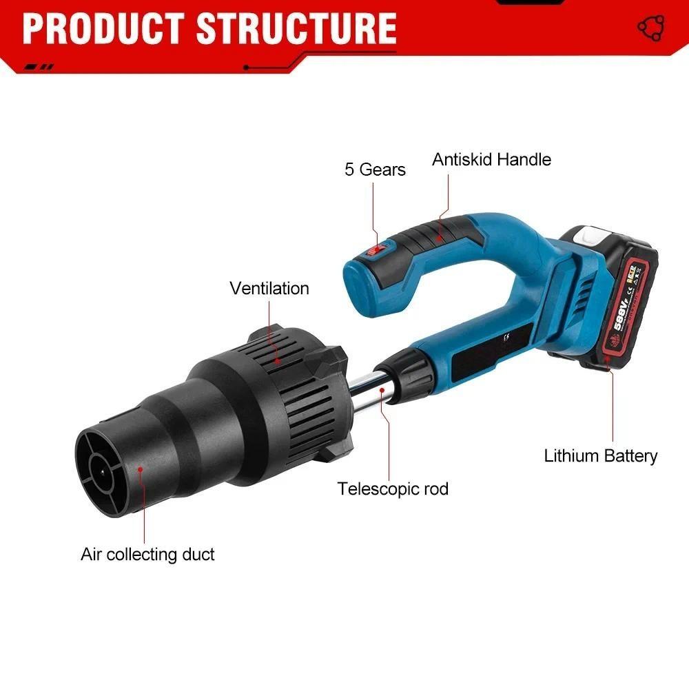 5 Gear 52000RPM High Power Garden Power Tools Brushless Electric Air Blower Scalable Wireless Portable Blower