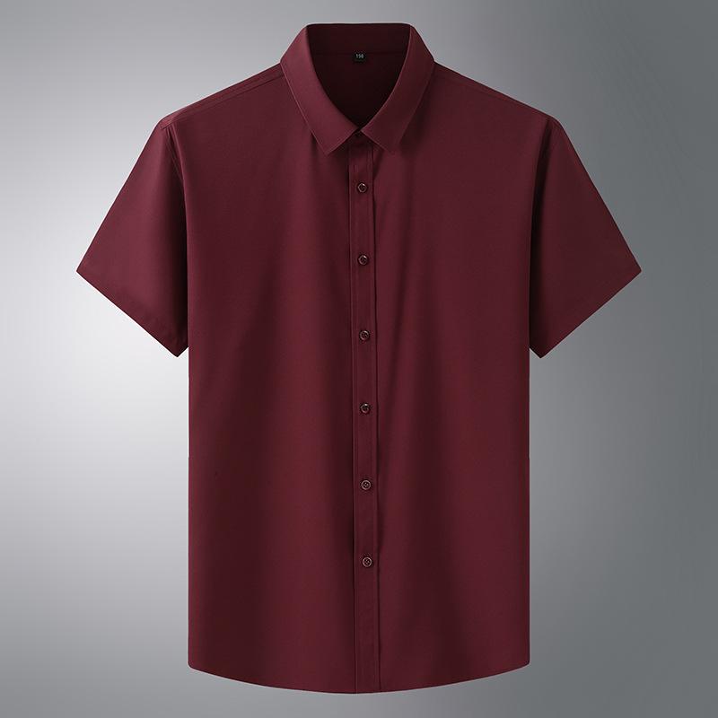 

Summer Thin Short Sleeve Shirt Men s Large Size Business Casual Fattened Large Shirt Fat Fat Fat Brother Solid Color Inch Shirt 8850*225/159 бордовий
