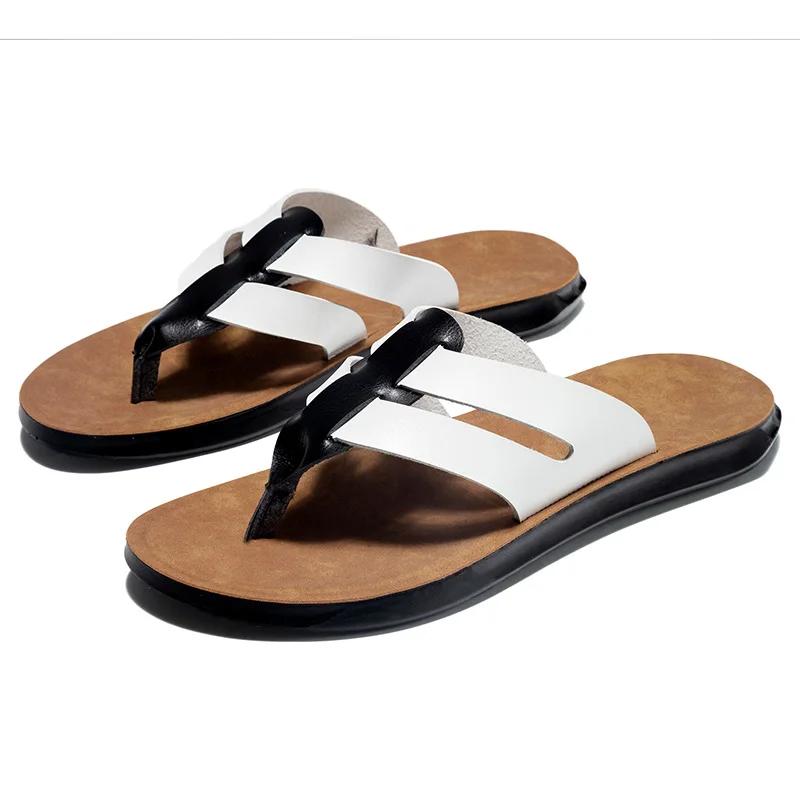 Outdoor Strand-Slipper Rutschfest Freizeitspaziergang Herren Flip-Flops Lässig Leder Herren Sommer-Flats Schnelltrocknend Weich Wading Aqua-Schuhe