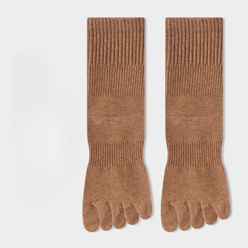 Chaussettes à cinq doigts, Chaussettes mi-mollet en coton pour femmes, Antibactériennes, Absorbant la sueur, Chaussettes de sport sans couture, Chaussettes fines de couleur unie à orteils séparés