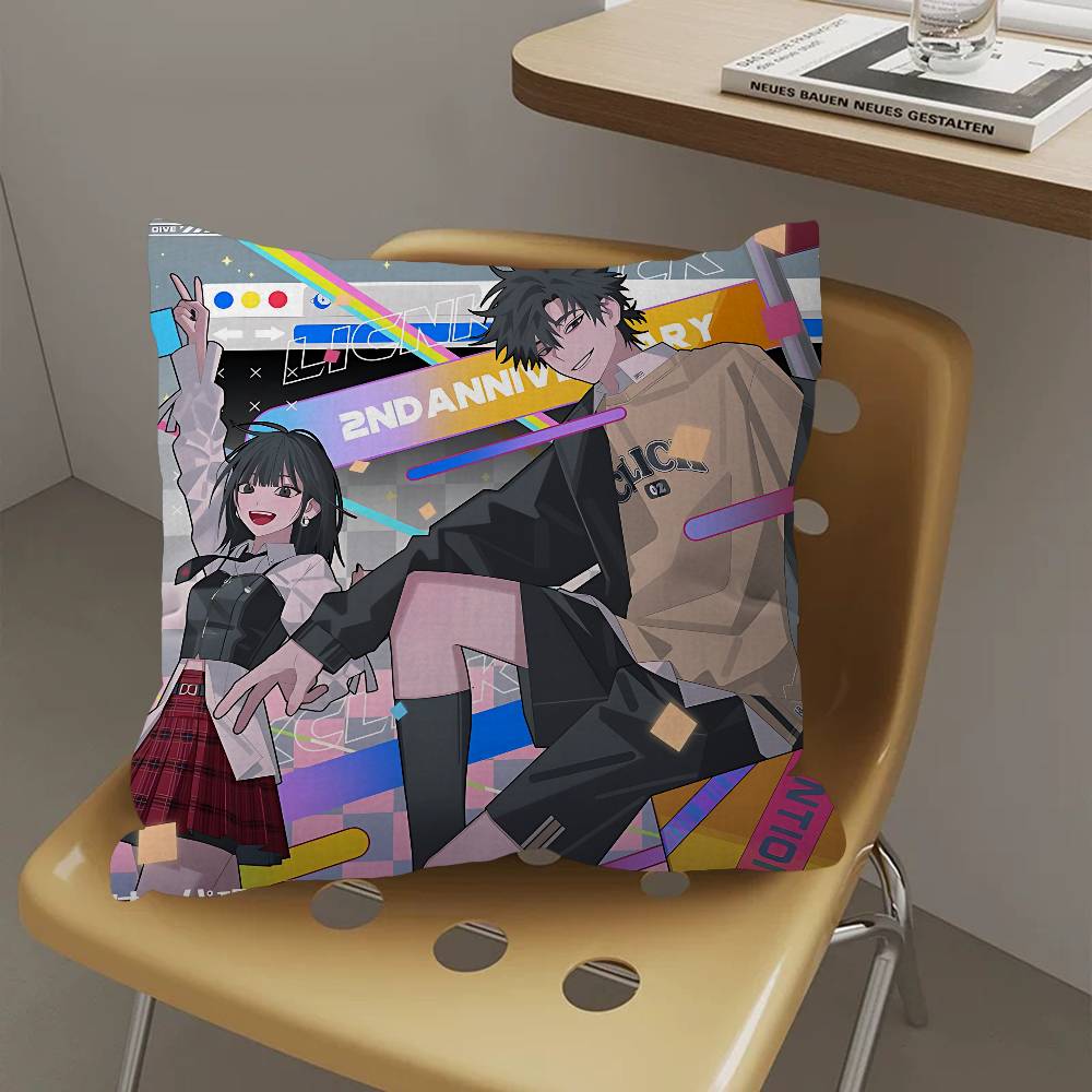 Link C-Click Anime Pillow Covers Cartoon Sofa Decorative Home Double-sided Printing Short Plush Cute Cushion Cover