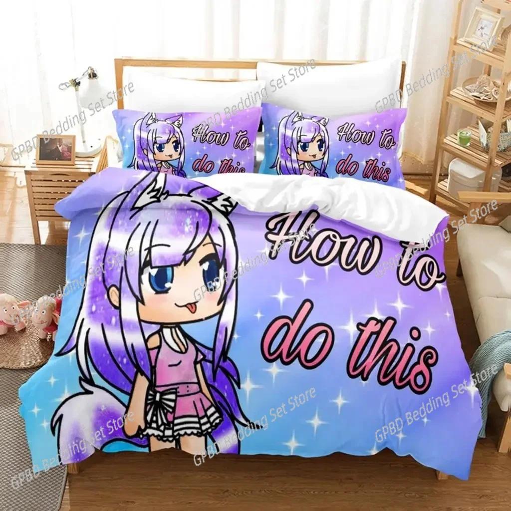 Anime Kawaii The Gacha Girl 3D NEW Duvet Cover Pillowcase Bedding Set Adult Girl Bedroom Decoration Children Single Double Large