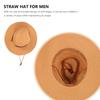Herren Breiter Rand Stroh-Sonnenhut Khaki Schlapp faltbar Leicht atmungsaktiv Strand Wandern Garten Rennsporttag Mütze Breiter Rand Hut