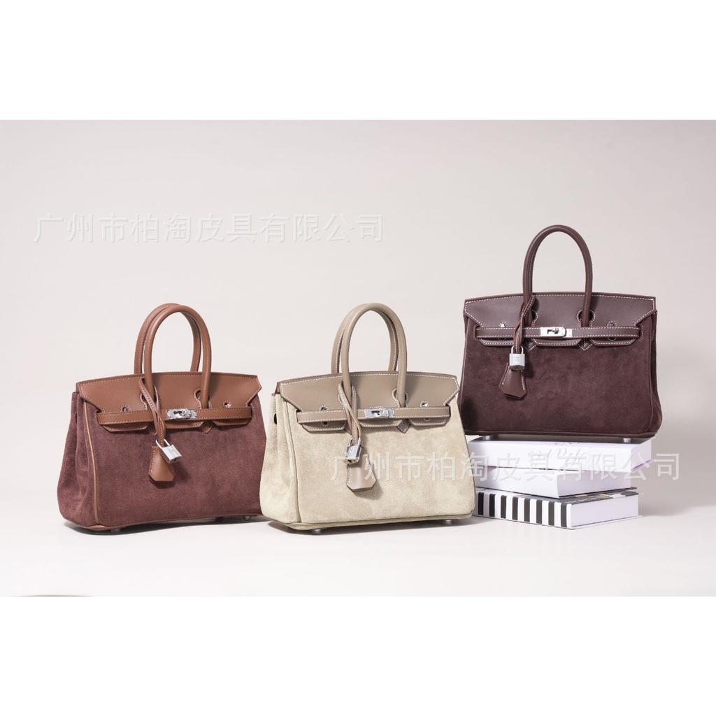 Platinum Bag Swift Leather and Suede 25/30CM Double Shoulder Strap Women's Bag Single Shoulder Messenger Versatile Fashion Handbag Bag
