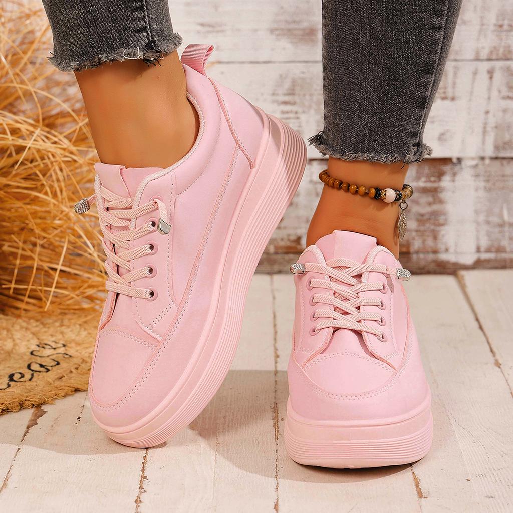 Fashion 2025 New Women Casual Shoes Spring Autumn Solid Color Flats Women Sneakers Heightening Thick Bottom Platform Sneakers Women