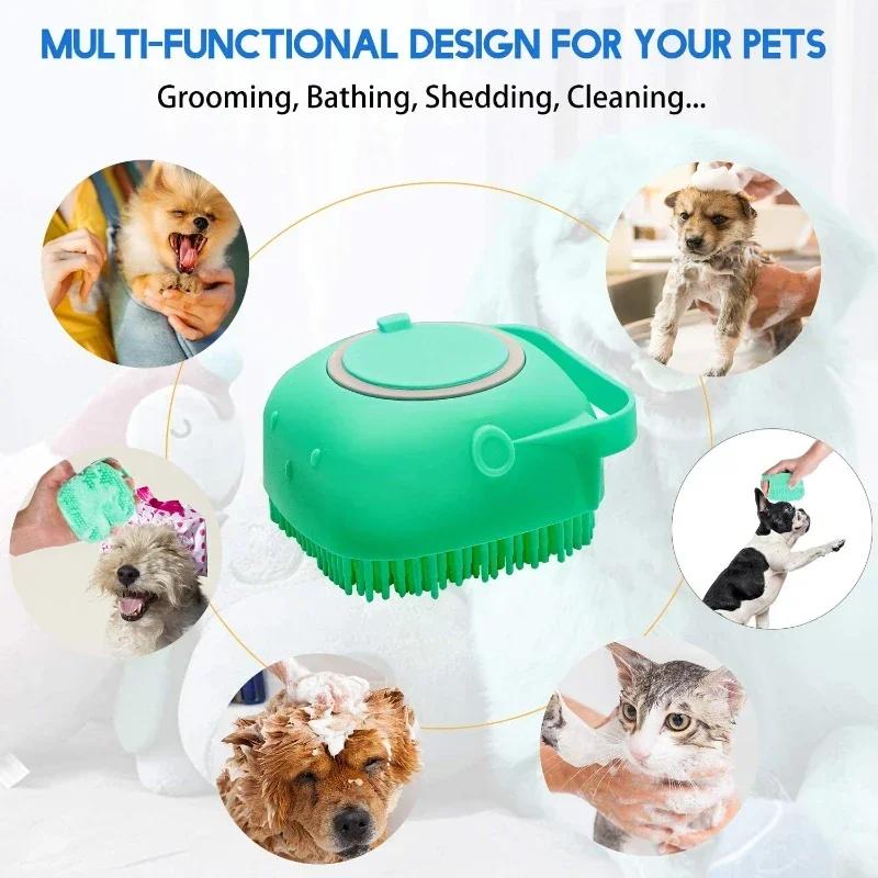 Pet Pets Dog Cats Silicone Massager Dogs Tools Bath Grooming Soft Comb Brush Accessories Cleaning Supplies Products Home Garden