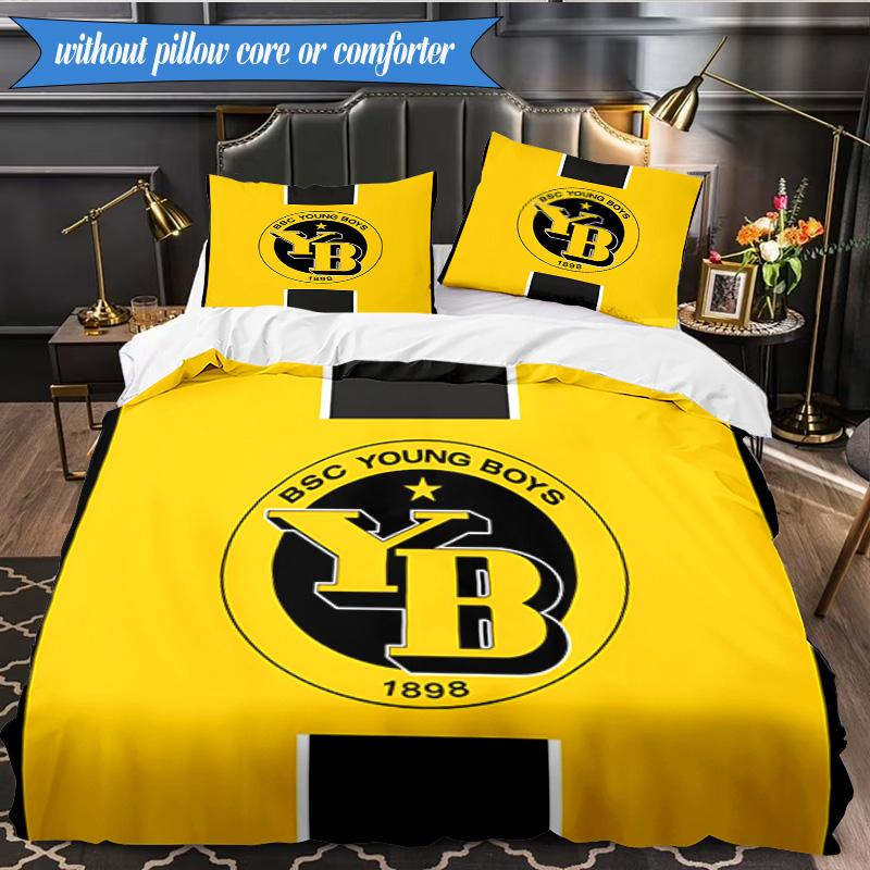 3PCS BSC Football Yellow And Black Unity Bedding Set 2D Printing (Includes 1 Duvet Cover + 2 Pillowcases Coreless), Bedroom decor,Fan gift