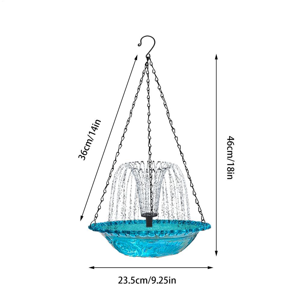 

Hanging Bird Bath With Solar Water Fountains Multi-Functional Hummingbird Bath Bowl Outdoor Feeder And Drinking For Bird Bath