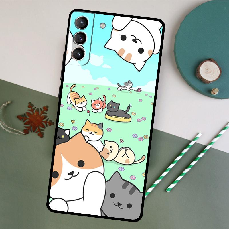 Neko Atsume Phone Case For Samsung Galaxy S25 S20 S21 S22 S23 S24 S26 Ultra S10 Plus S25 FE Back Cover