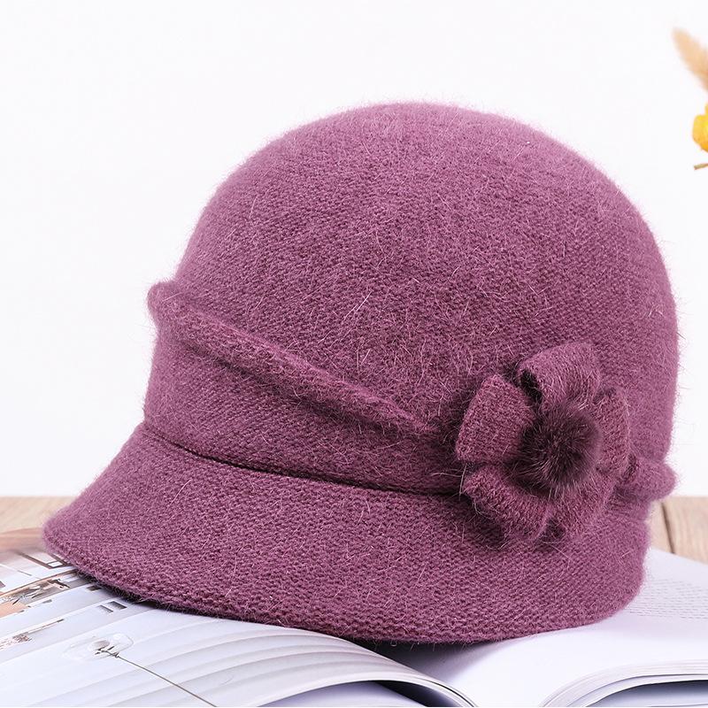 Knitted Rabbit Fur Middle Old Man Autumn Winter Old Man Hat Lady Winter Grandma Wife Warm Mom Hat Basin Hat