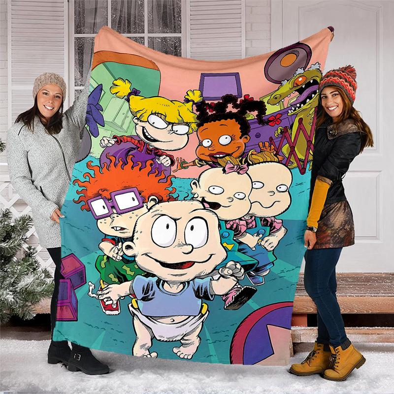 1pc Rugrats in paris1 Theme Blanket - Digital Print, Polyester, Cozy for All Seasons, Perfect for Outdoor, Camping, and Travel