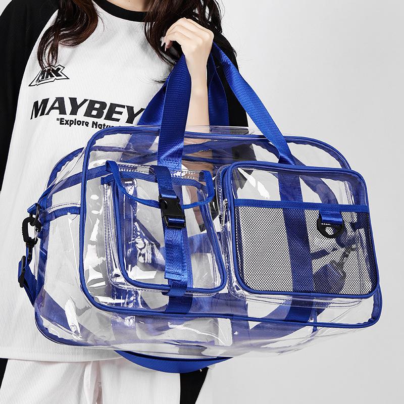 New Transparent PVC Swimming Storage Bag, Hand-held Contrasting Color Short Distance Travel Bag, Crossbody Large Capacity Fitness Bag