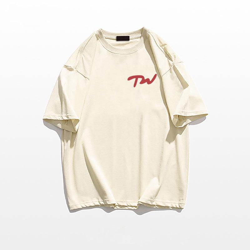 

2025 Лето Женская Ретро Футболка из Чистого Хлопка Свободного Кроя Белая с Коротким Рукавом XL абрикосовый