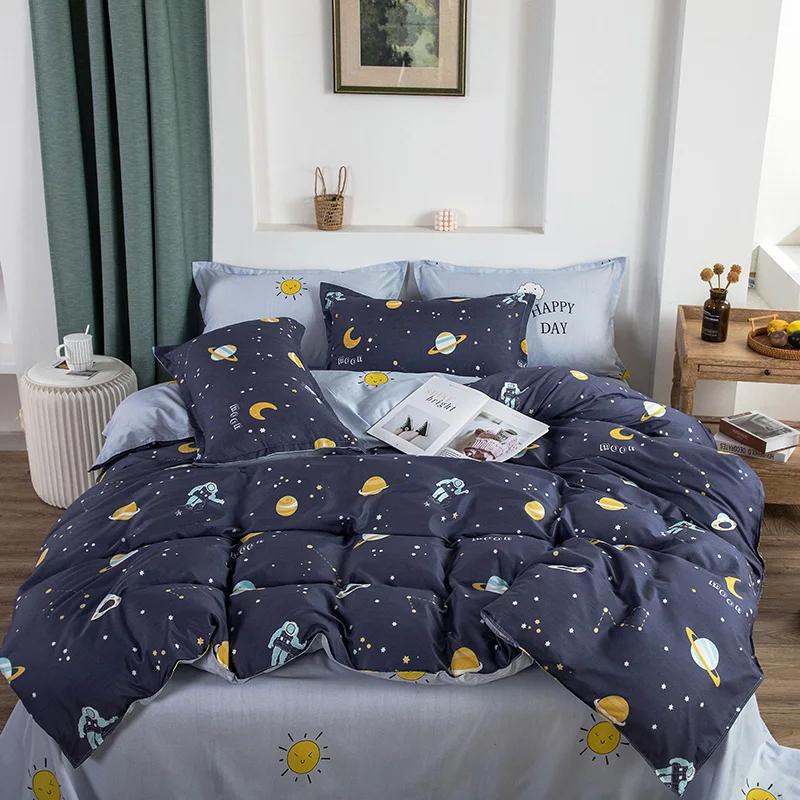 Пододеяльник для мальчиков Star Galaxy Space Planet Cartoon Astronavt, двусторонний комплект постельного белья Boundless Galaxy Starlight, 4 шт.
