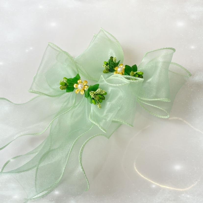 Green Yellow Lace Hairpin Fairy Hair Accessories Bow Hair ClipSummer Versatile Lolita Top Hat