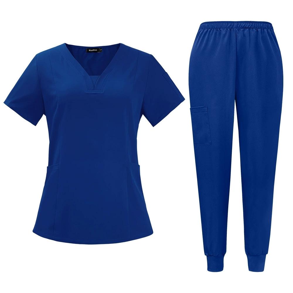 Breathable Hospital Uniforms Nurse Beauty Dental Salon Work Clothes Suits Custom LOGO Uniform Medical Scrubs Sets for Men Women