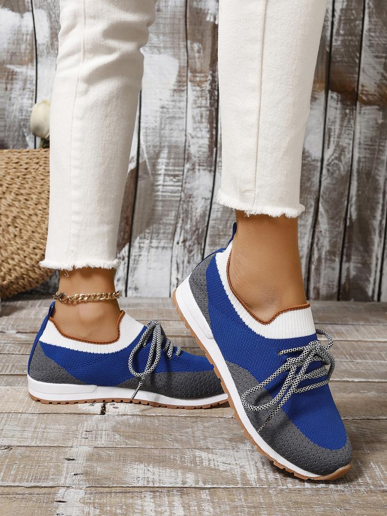 Foreign trade large size flat-bottomed sports and leisure shoes women's 2025 autumn new comfortable and breathable fly-woven mesh lightweight runnin