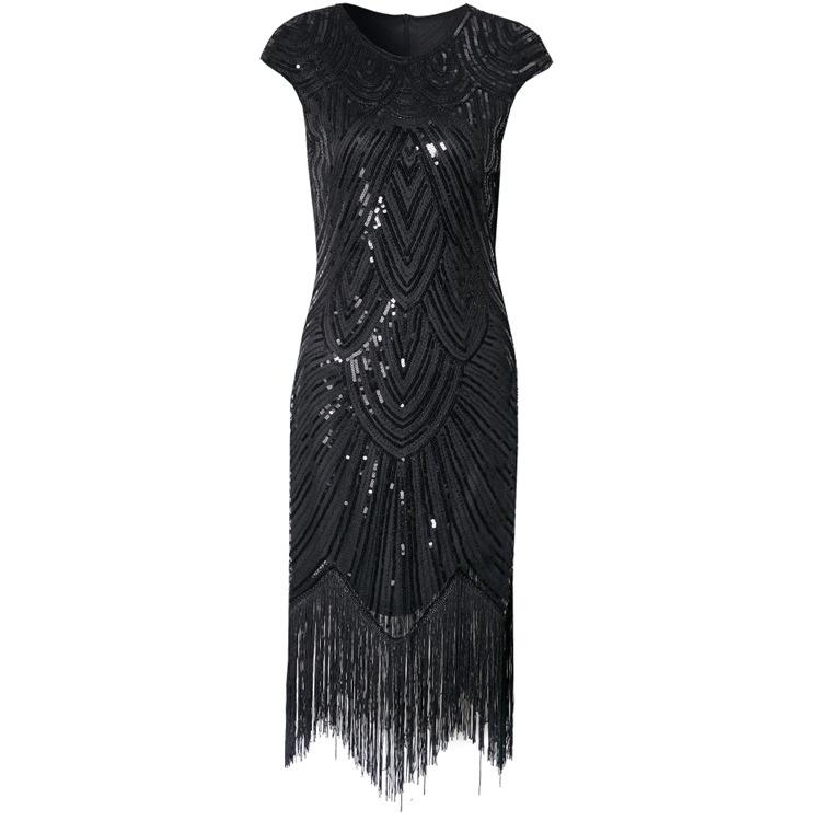 

Популярное тканое платье с пайетками и кисточками, винтажное европейское и американское платье из фильмов 1920 года, платье S