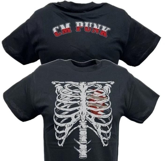 CM Punk Ribs Straight Edge Hard Core Mens Black T-shirt 3XL