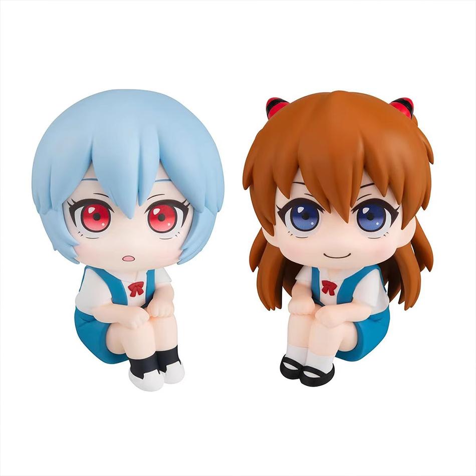 Theeva 10Cm Anime Evangelion Ayanami Rei Figure Souryuu Asuka Langley Look Up  Sitting Model Toy Doll Aciton Figure Pvc Ornament