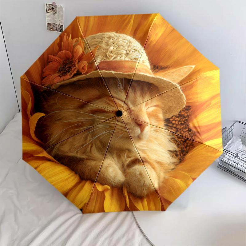 1 PC Automatic Folding Umbrella - Cartoon Pattern, Portable & Foldable Design with 8 Ribs, Christmas Birthday Gifts