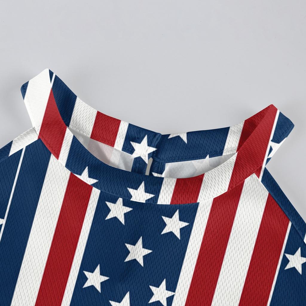 Family And Parent-child Outfits - Casual Vacation Independence Day Printed Women's Skirts, Men's Shirts Summer Suit