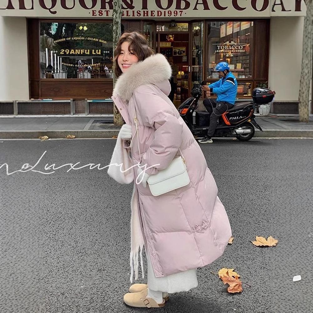 

Корейская версия куртки до колена с хлопковой подкладкой Новая зимняя толстая с меховым воротником Длинная свободная куртка с хлопковой подкладкой Стеганое хлопковое пальто. XL