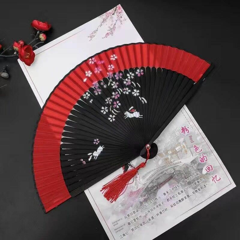 Red Dance Fan, Folding Fan for Dancing, Classical Dance, Chinese Style, Ancient Style, Hanfu