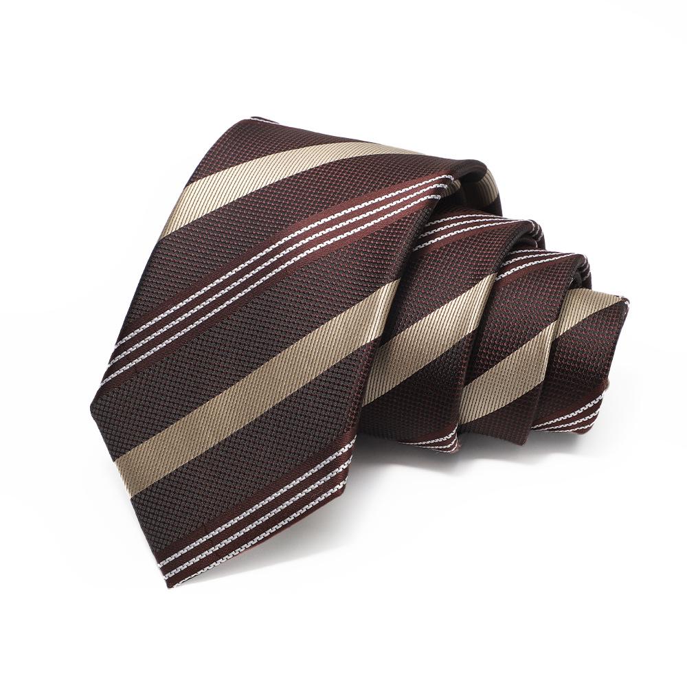 Corbata de Jacquard Rayada para Hombre, Atada a Mano, Poliéster, 8cm, Accesorio Formal de Negocios de Alta Gama