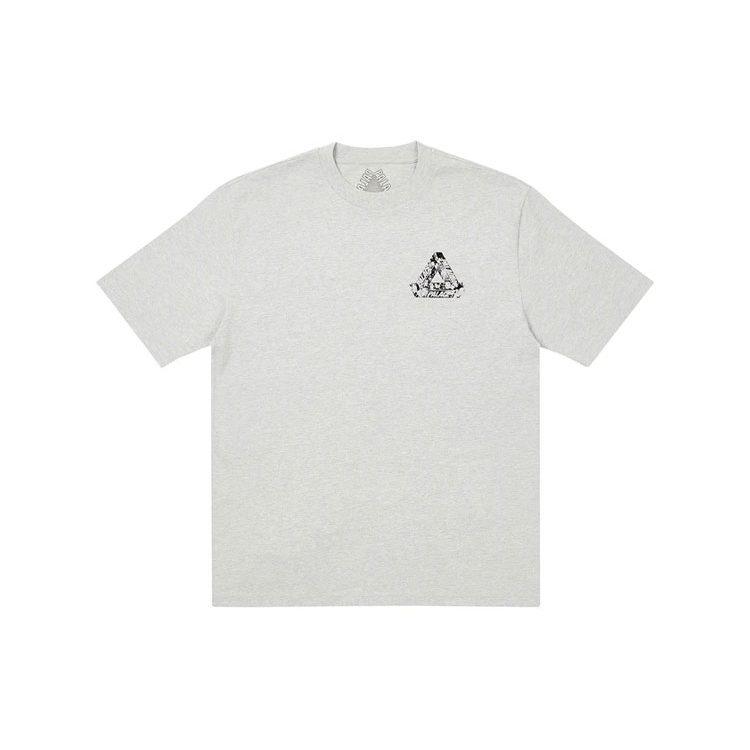 PALACE Tri Heads T Shirt Grey Marl T Shirt Unisex Gray P21TS150