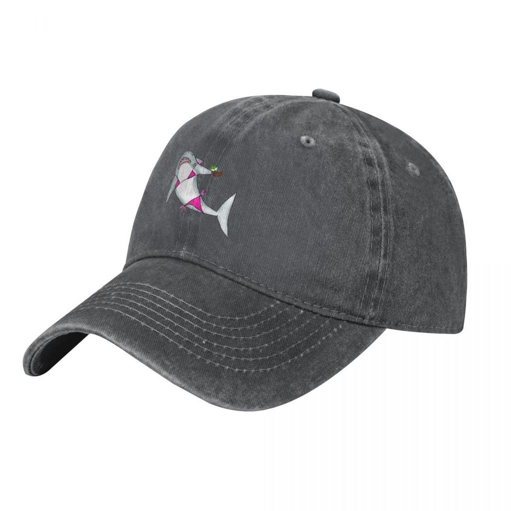 White Shark Wasted Baseball Caps Vintage Denim Washed Headwear Unisex Style Outdoor Running Hats