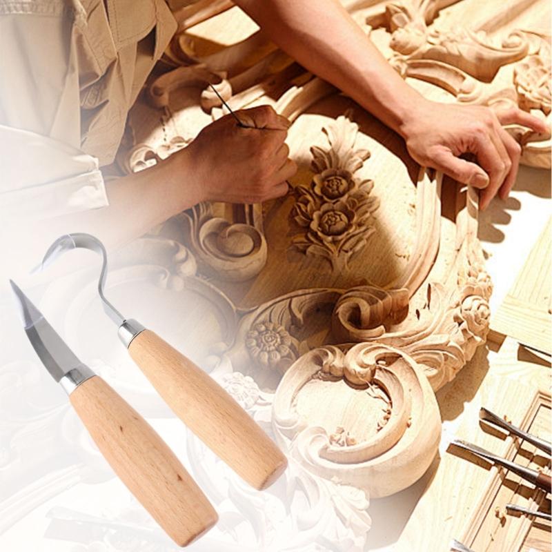 High Carbon Steel Spoon Hook Carving Cutter with Ergonomic Wood Handle Suitable for Woodcut Crafts Furniture Art Making