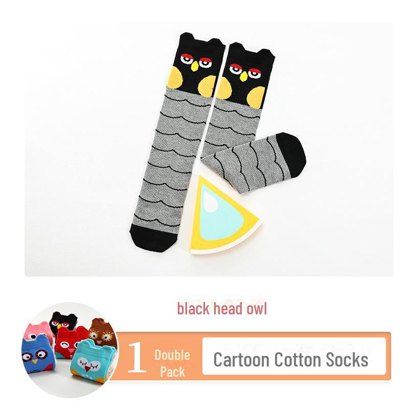 Kids' Cute Cartoon Knee-High Socks for Spring & Autumn - Mid-Tube, Long Pile Socks for Girls & Babies
