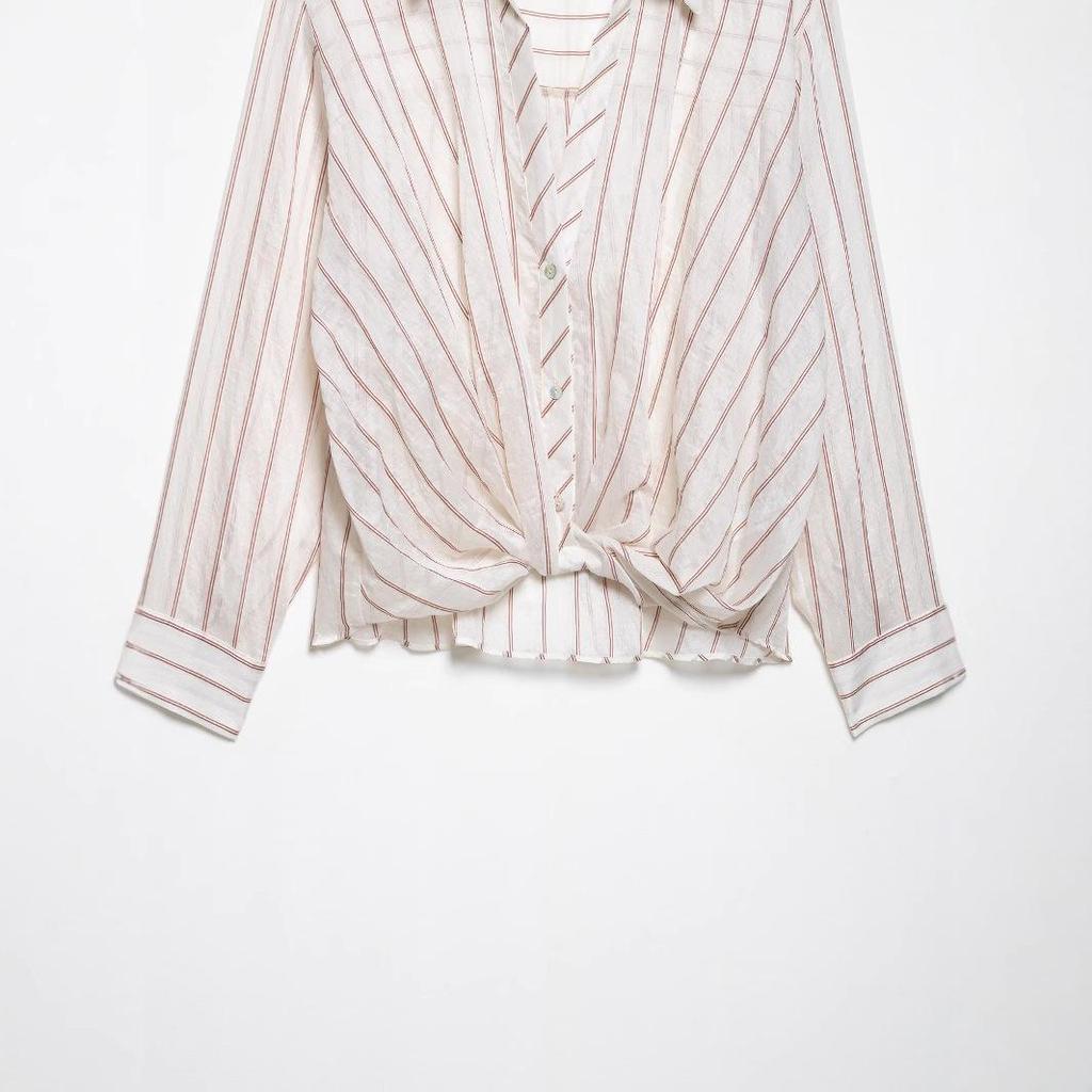 Spring 2025 Women's European-American Striped Knot Shirt