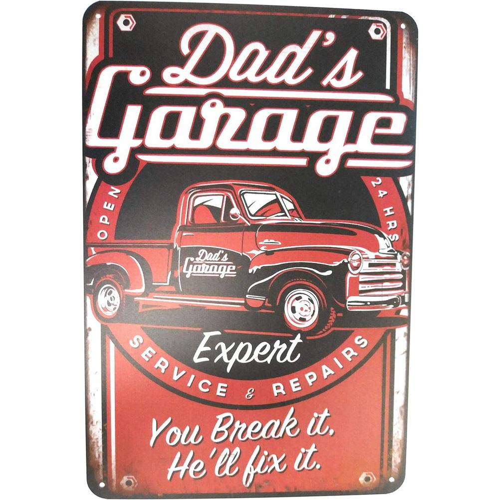 Dad's Garage Workshop Repair Shop 24 Hours Service Vintage Metal Tin Signs Retro Iron Picture Bar Cafe Garage Gym Pub Decor