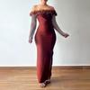 European & American Floral One-Shoulder Bodycon Evening Dress