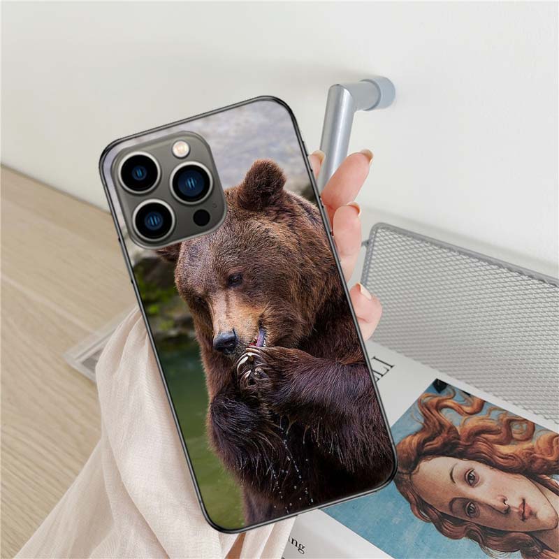 Kodiak Bear Phone Case For Iphone 17 Air 16 15 Pro Max 14 Plus 16E Coque 13 Pro 12 Mini 11 Clear Cover Silicone Cute Shell Soft