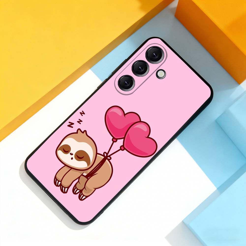 Animal Cute S-Sloth Funny Phone Case For Samsung Galaxy A 73,72,51,53,52,71,22,5G,Note,J7,8,9 Soft Black Cover Samsung a72