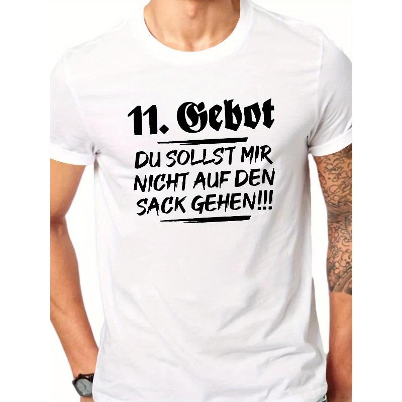

European Size Men s German Style Short Sleeve T-Shirt - Casual Summer Round Neck Top with German Text Print (Deutsche Schrift), Machine Washable S белый