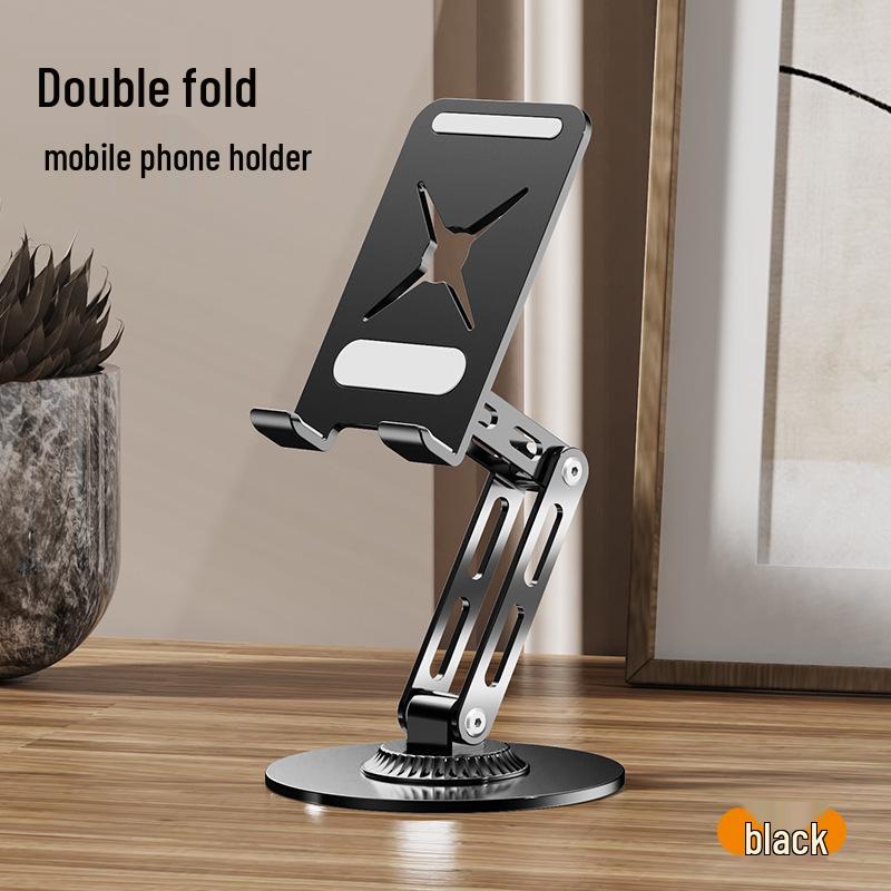 360° Dual-Fold Carbon Steel Phone & Tablet Stand for Multi-functional Use