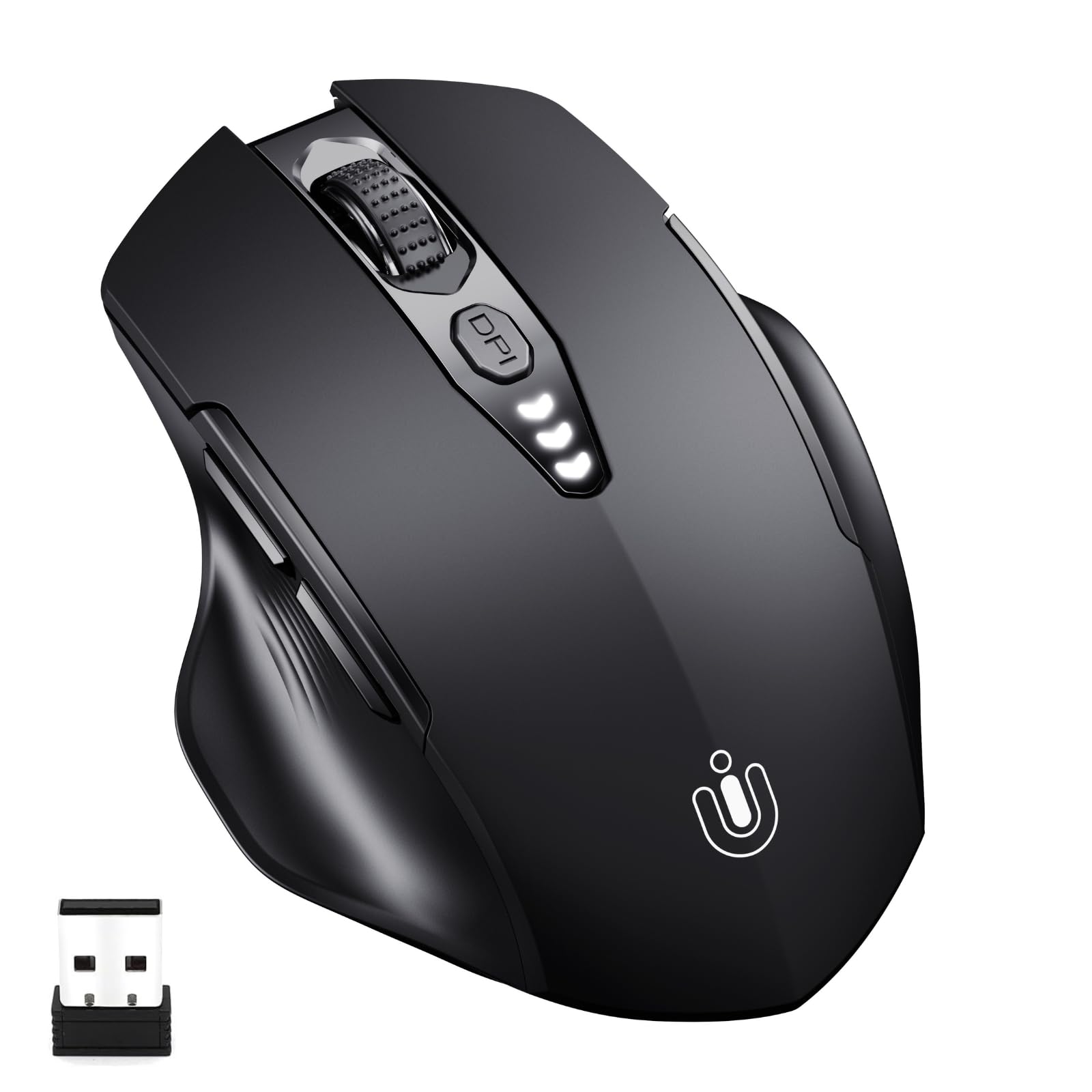 

Wireless Visible Rechargeable Wireless 4 Adjustable DPI Optical Wireless Mouse for Laptop PC Computers Mouse, [Upgraded] Display, Mouse, 2.4G USB, чорний