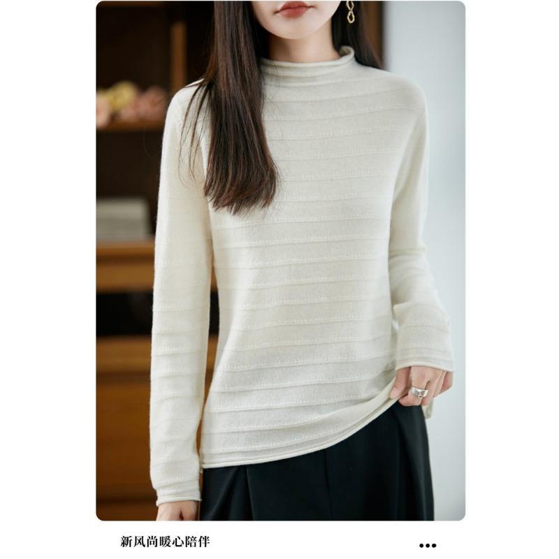 New Autumn and Winter Half Turtleneck Women's Knitted Pullover Loose Fashion Warm Base Knitted Sweater