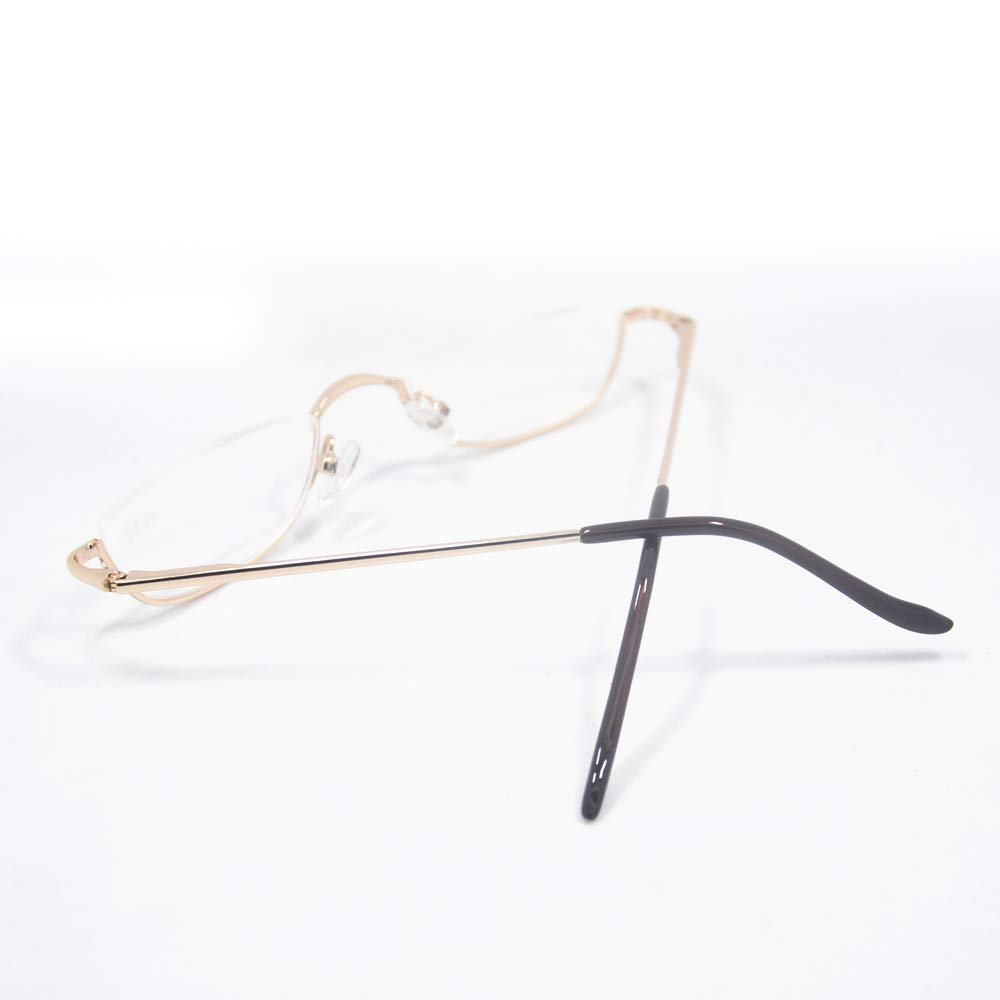 Qi Song Set Retro Glasses Metal Reading Glasses Stylish Reading Glasses Portable Senior Glasses with Case Cloth Prescription To Gold [Qi Song]