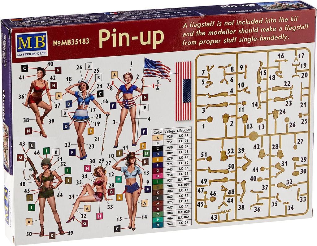Master Box Girls 3D Nose Art Style Plastic Model Kit MB35183 1/35 Pin-up 6-Piece 40's