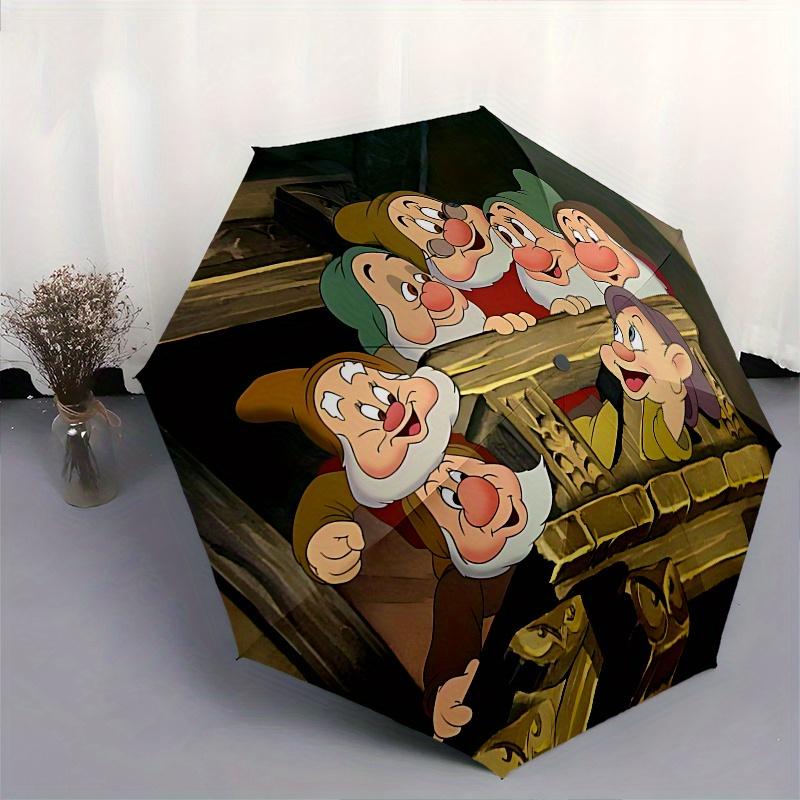 Dwarfs, Fantasy Automatic Opening and Closing Umbrella - 8 Ribs Portable Folding Umbrella with Plastic Handle, Suitable for Leisure and Hall