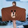 L-Lines Friends B-Brown Bear Microfiber Blanket Quick Drying Beach Towels Oversized Printing Super Absorbent Pool Towel Blanket