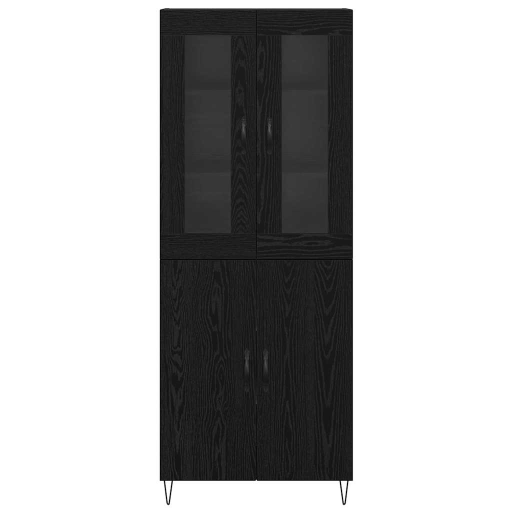 Highboard White and Black Oak 69.5 x 34 x 180 cm