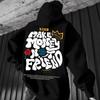 European and American Trend Men's and Women's Sweaters Printed Fleece Long-sleeved Hooded Pullover Spring and Autumn Shoulder-sleeved Sweater